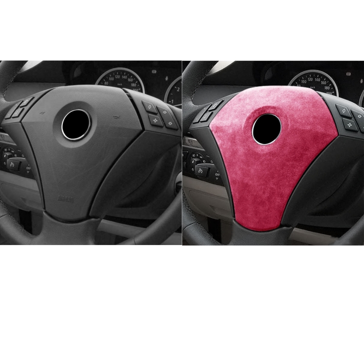 Car Suede Wrap Steering Wheel Decorative Cover for BMW E60 5 Series 2003-2012 Low-level Configuration Version, Left and Right Drive Universal(Pink) - 5