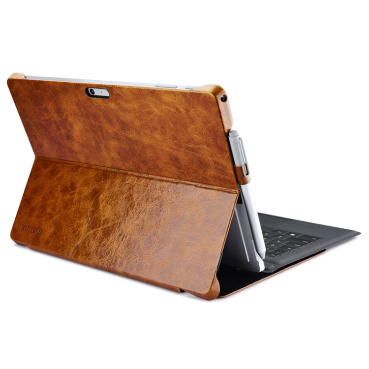 For Microsoft Surface Pro 4 / 5 / 6 / 7 ICARER Oil Wax Texture Full Coverage Horizontal Flip Tablet Protective Leather Case(Brown) - 3