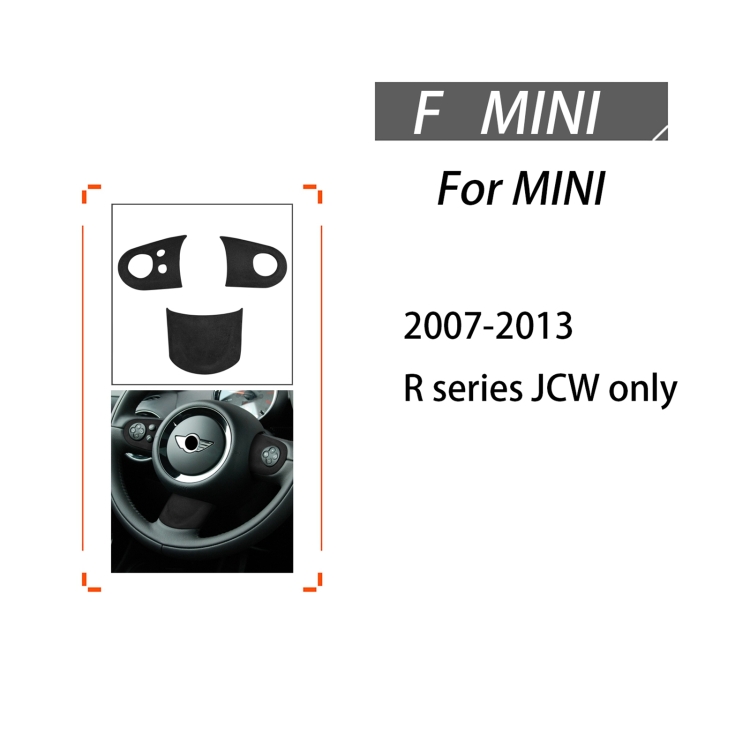 Car Suede Wrap Steering Wheel Decorative Cover for BMW mini R Series, Left and Right Drive Universal(Black Grey) - 4