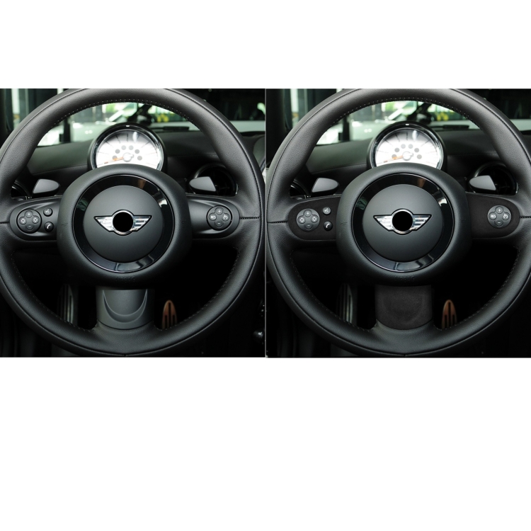 Car Suede Wrap Steering Wheel Decorative Cover for BMW mini R Series, Left and Right Drive Universal(Black Grey) - 5