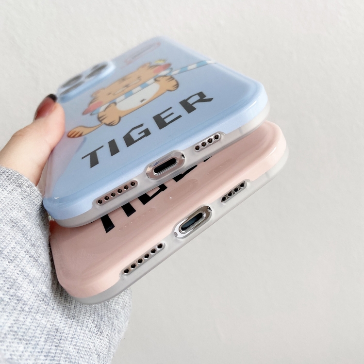 IMD Glossy Tiger Scarf Pattern TPU Phone Case For iPhone 11(Blue) - B3