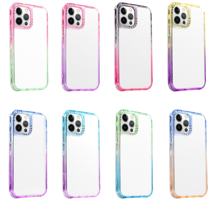 Gradient PC Phone Case For iPhone 13 mini(Black Pink) - B1