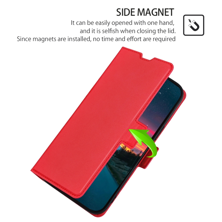 For OnePlus 9RT 5G Ultra-thin Voltage Side Buckle Horizontal Flip Leather Phone Case with Holder & Card Slot(Red) - 3