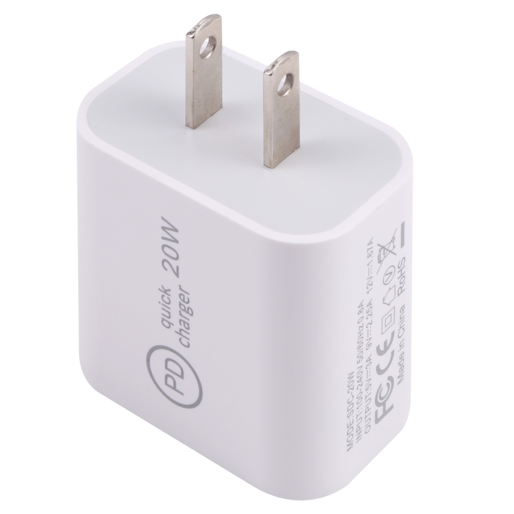 SDC-20W PD USB-C / Type-C Travel Charger + 1m 20W USB-C / Type-C to 8 Pin Data Cable Set, US Plug(Pink) - 3