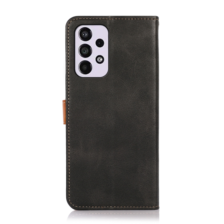 For Samsung Galaxy A33 5G KHAZNEH Dual-color Cowhide Texture Leather Phone Case(Black) - 2