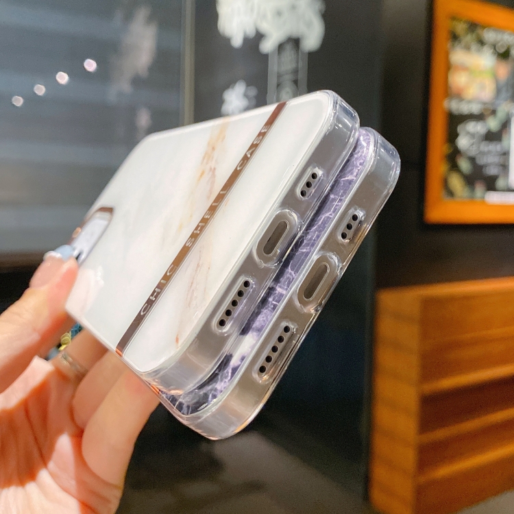 Electroplated IMD TPU Phone Case For iPhone 13 mini(White Marble) - B4