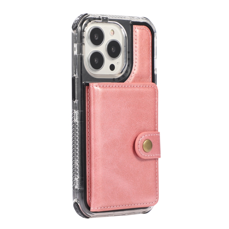 Wallet Card Shockproof Phone Case For iPhone 13(Rose Gold) - 1