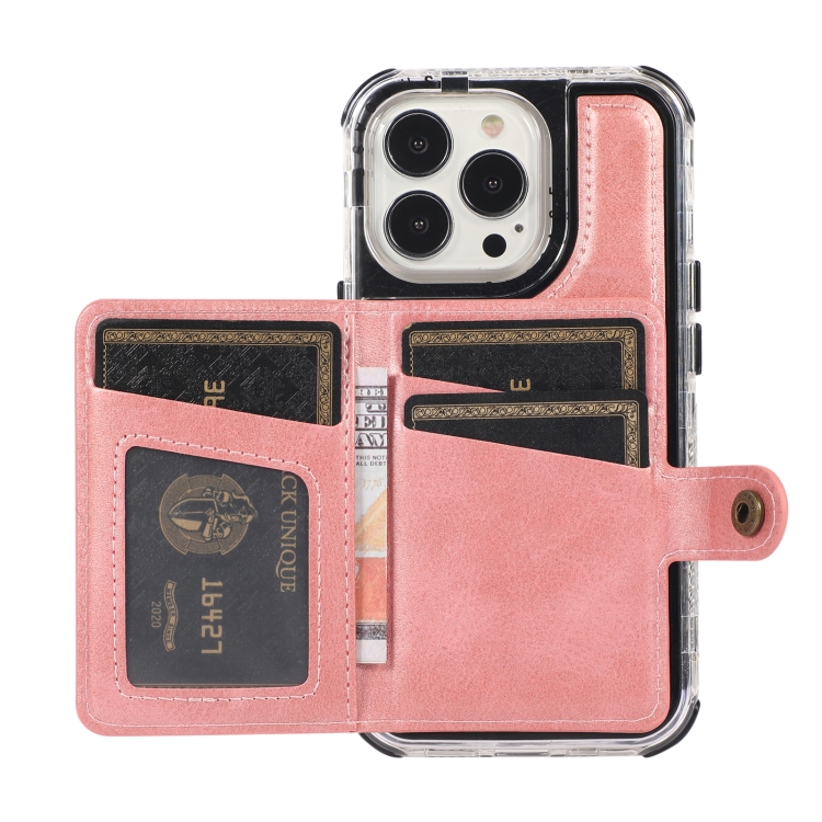 Wallet Card Shockproof Phone Case For iPhone 13(Rose Gold) - 2