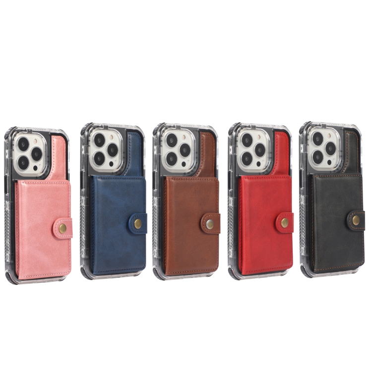 Wallet Card Shockproof Phone Case For iPhone 13(Red) - B2