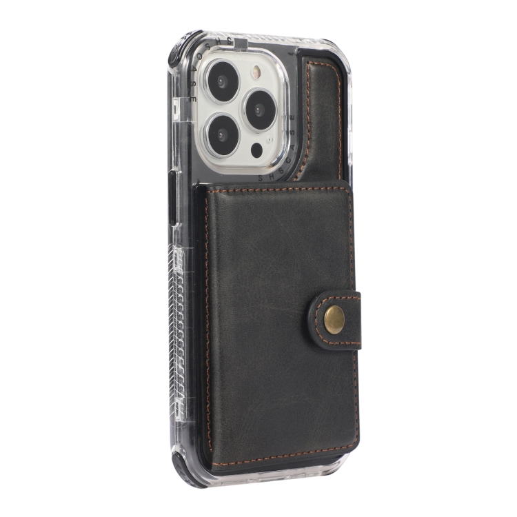 Wallet Card Shockproof Phone Case For iPhone 13 Pro(Black) - 1
