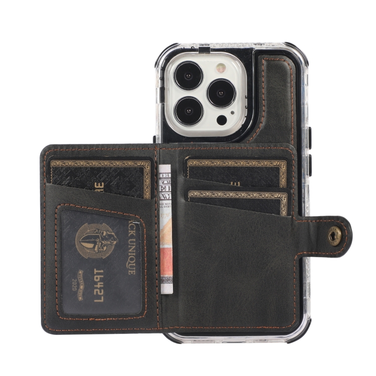 Wallet Card Shockproof Phone Case For iPhone 13 Pro(Black) - 2
