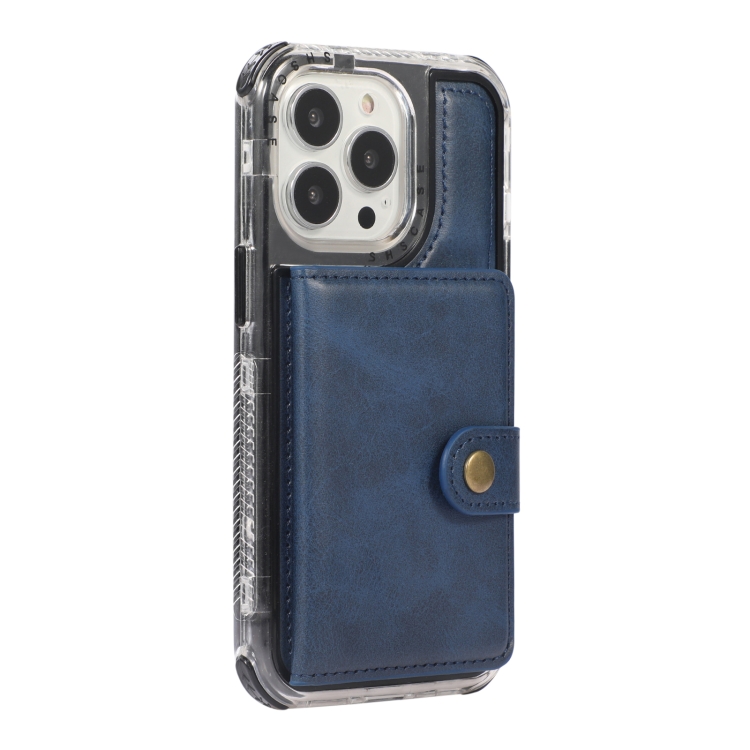 Wallet Card Shockproof Phone Case For iPhone 13 Pro(Blue) - 1