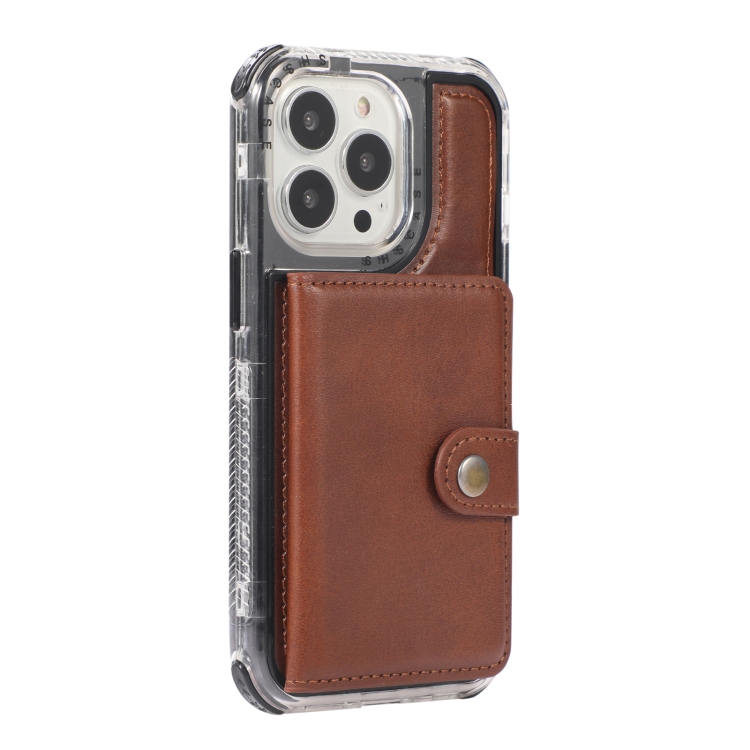Wallet Card Shockproof Phone Case For iPhone 12 / 12 Pro(Brown) - 1
