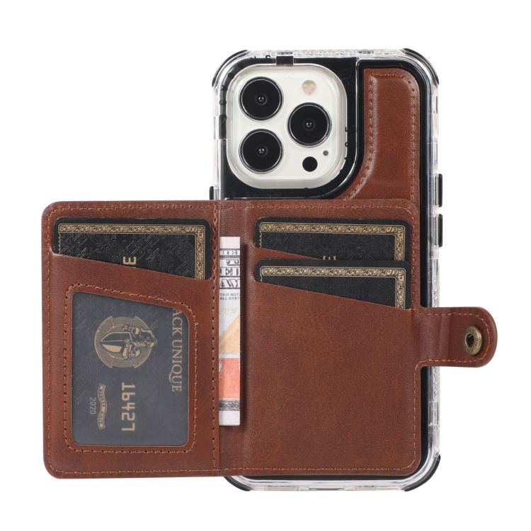 Wallet Card Shockproof Phone Case For iPhone 12 / 12 Pro(Brown) - 2