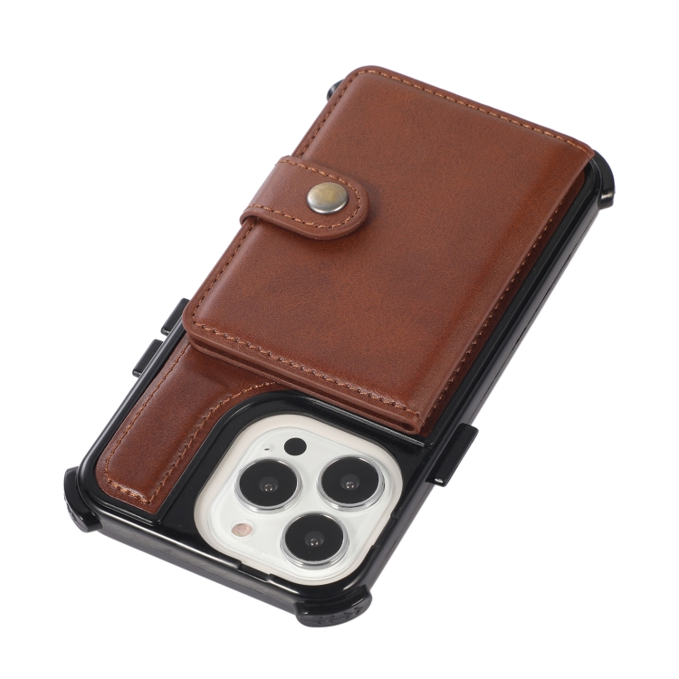 Wallet Card Shockproof Phone Case For iPhone 12 / 12 Pro(Brown) - 4