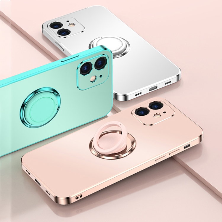 Electroplated Frosted TPU Ring Holder Phone Case For iPhone 11 Pro(Light Pink) - 1