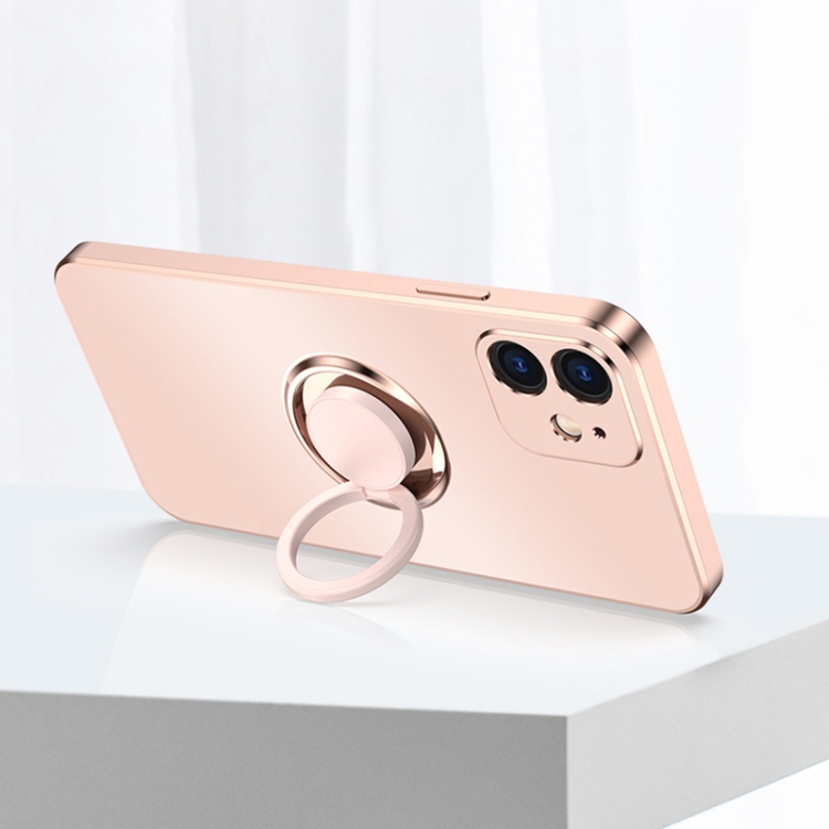 Electroplated Frosted TPU Ring Holder Phone Case For iPhone 11 Pro(Light Pink) - 4