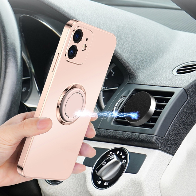 Electroplated Frosted TPU Ring Holder Phone Case For iPhone 11 Pro(Light Pink) - 5
