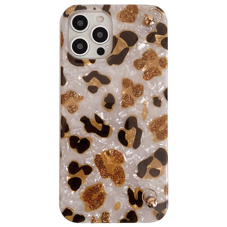 Shell Leopard Texture Phone Case with Lanyard For iPhone 12 mini(Beige White) - 1