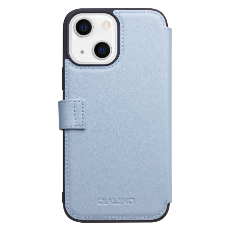 QIALINO Magnetic Buckle Phone Leather Case with Card Slot For iPhone 13(Sierra Blue) - 2