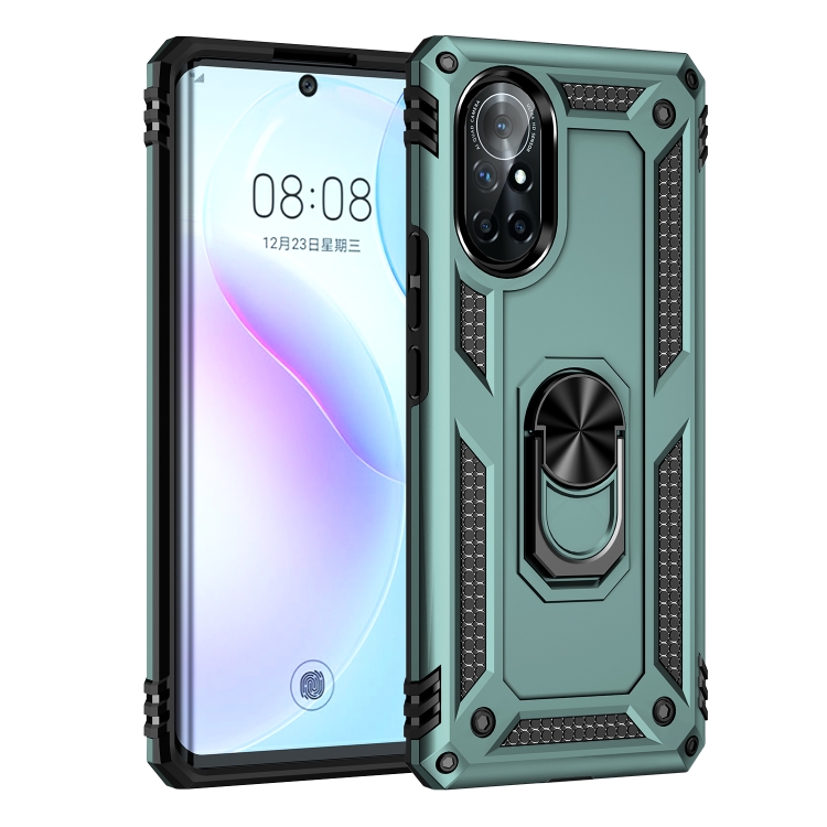 For Huawei nova 8 Shockproof TPU + PC Phone Case with 360 Degree Rotating Holder(Dark Green) - 1