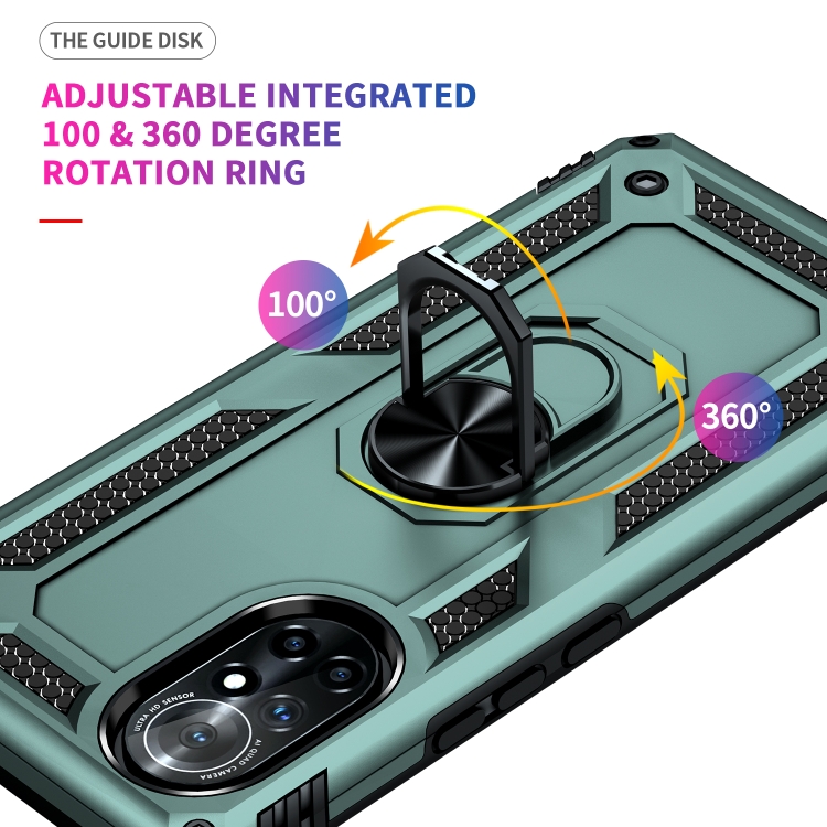 For Huawei nova 8 Shockproof TPU + PC Phone Case with 360 Degree Rotating Holder(Dark Green) - 3