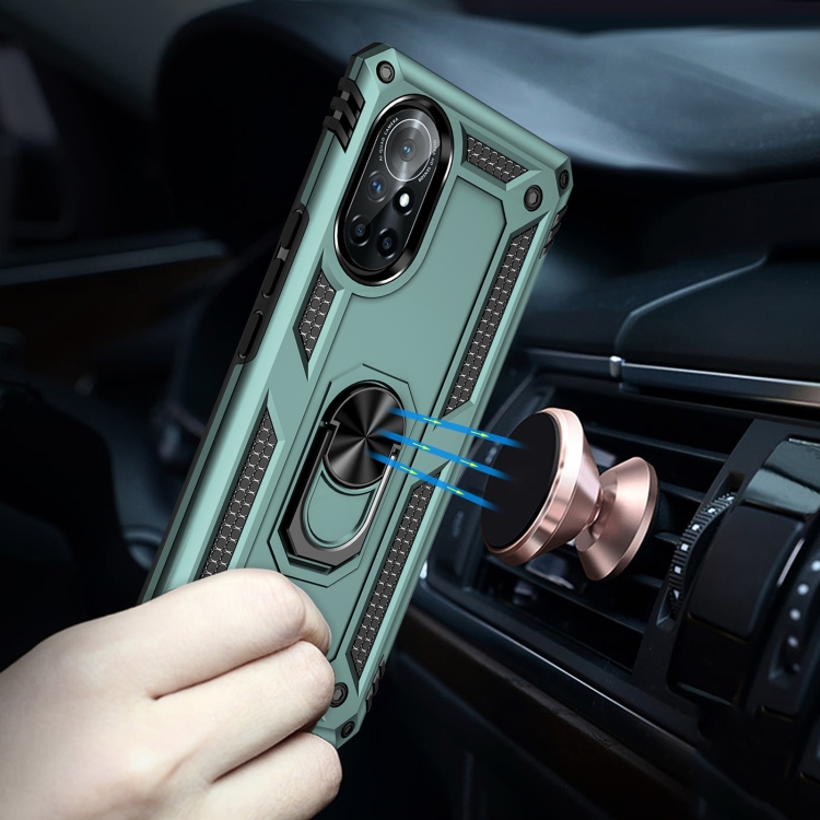 For Huawei nova 8 Shockproof TPU + PC Phone Case with 360 Degree Rotating Holder(Dark Green) - 5