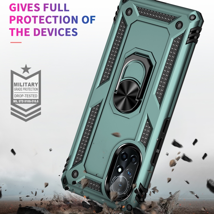 For Huawei nova 8 Shockproof TPU + PC Phone Case with 360 Degree Rotating Holder(Dark Green) - 6