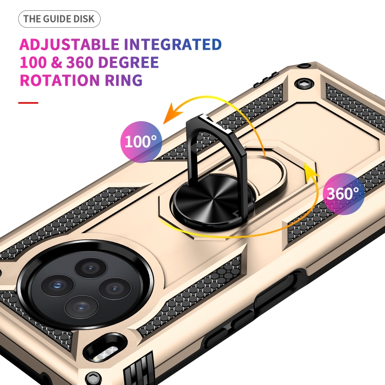 For Huawei nova 8i Shockproof TPU + PC Phone Case with 360 Degree Rotating Holder(Gold) - 3