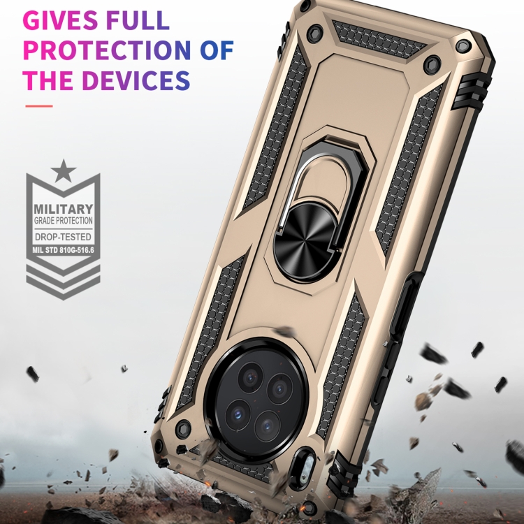 For Huawei nova 8i Shockproof TPU + PC Phone Case with 360 Degree Rotating Holder(Gold) - 6