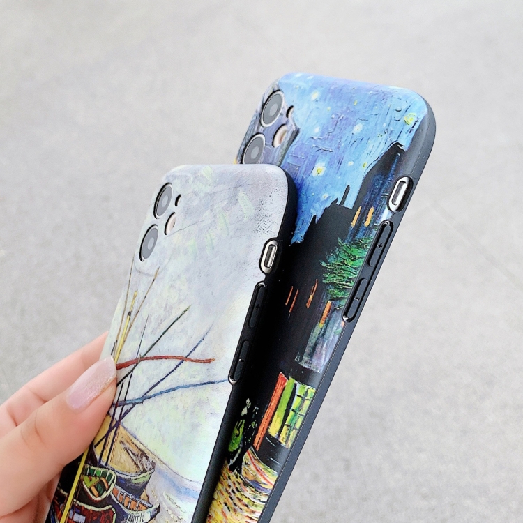 IMD Workmanship TPU Oil Painting Phone Case For iPhone 13(Starry Night) - 2