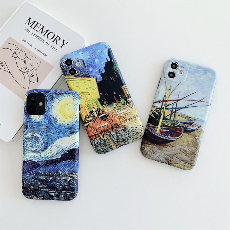 IMD Workmanship TPU Oil Painting Phone Case For iPhone 13(Starry Night) - 5