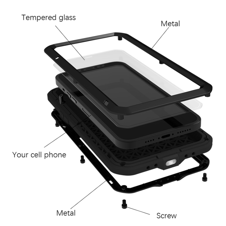 LOVE MEI Metal Shockproof Waterproof Dustproof Protective Phone Case For iPhone 13 mini(White) - 2