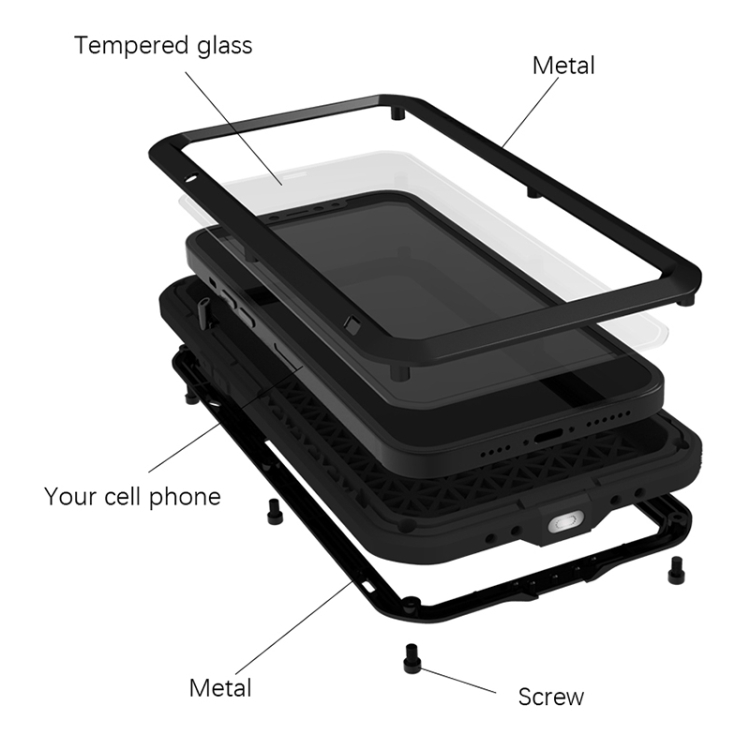 LOVE MEI Metal Shockproof Waterproof Dustproof Protective Phone Case For iPhone 13 Pro(Silver) - 2