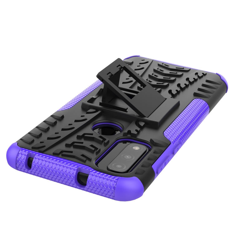 For Motorola Moto G Pure Tire Texture Shockproof TPU+PC Phone Case with Holder(Purple) - 3