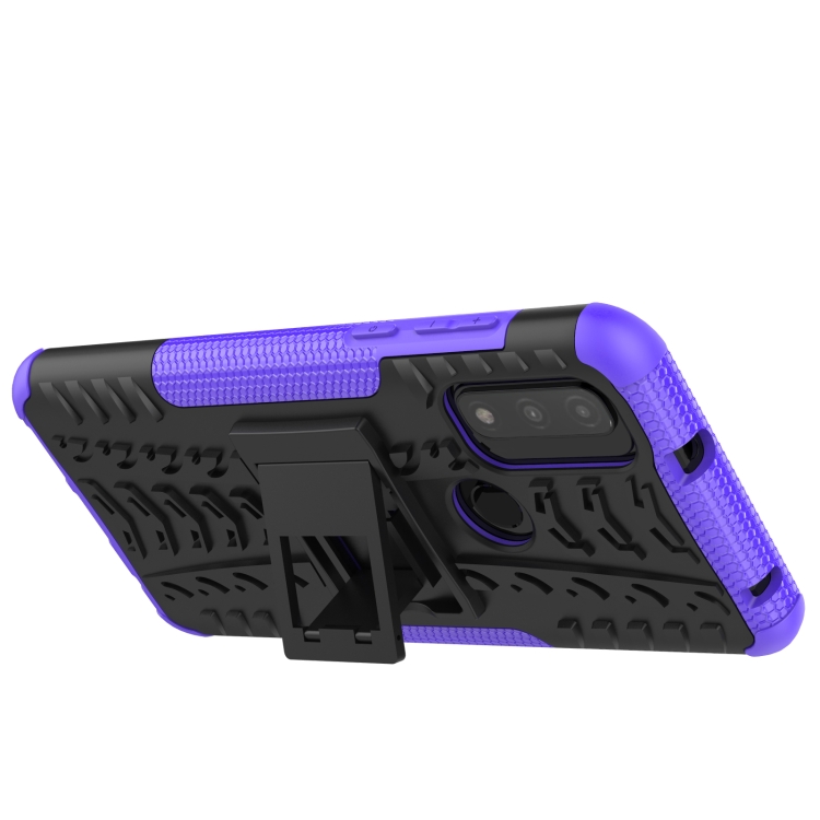 For Motorola Moto G Pure Tire Texture Shockproof TPU+PC Phone Case with Holder(Purple) - 5