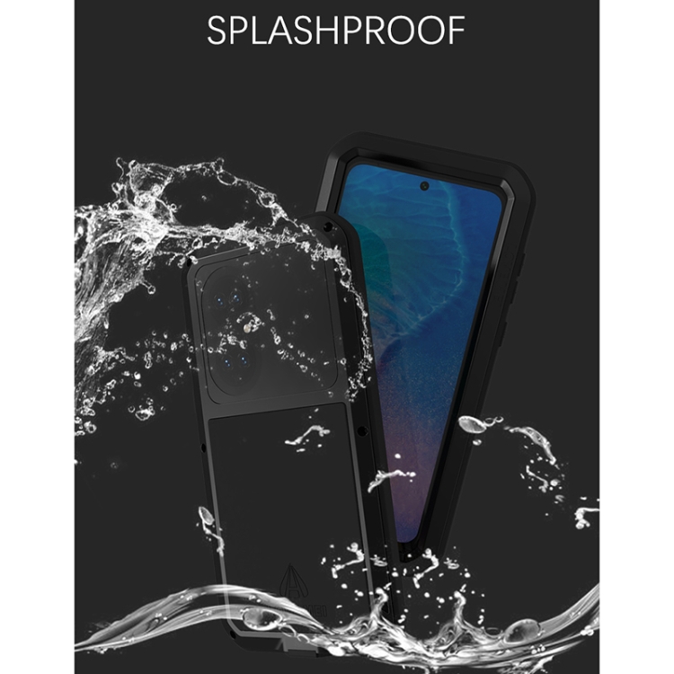 For Huawei P50 LOVE MEI Metal Shockproof Waterproof Dustproof Protective Phone Case with Glass(Black) - 5
