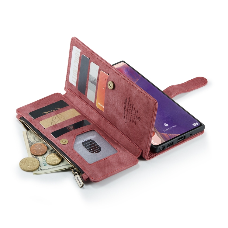 For Samsung Galaxy Note20 CaseMe-C30 Multifunctional Horizontal Flip PU + TPU Phone Case(Red) - 4