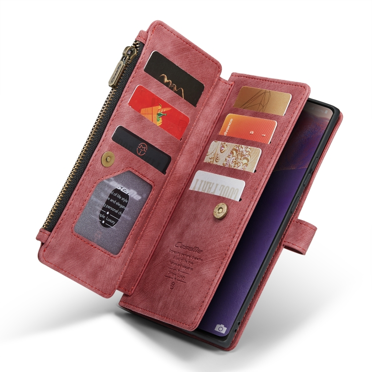 For Samsung Galaxy Note20 CaseMe-C30 Multifunctional Horizontal Flip PU + TPU Phone Case(Red) - 6