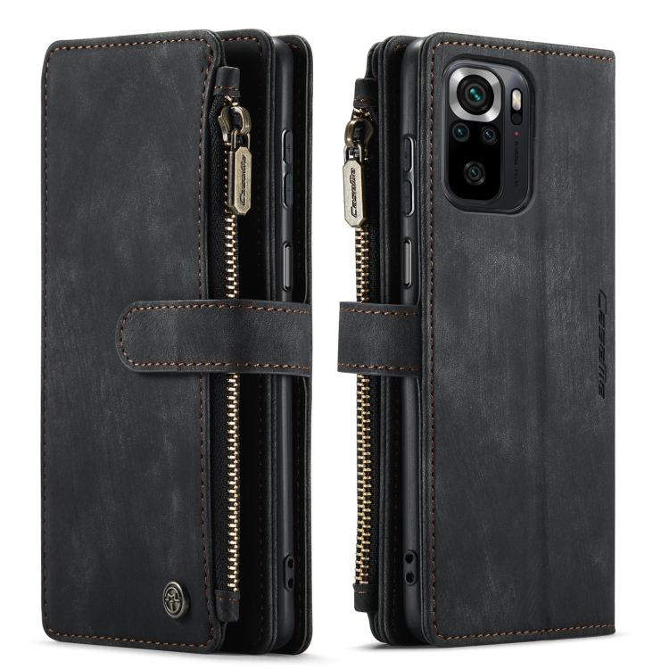 For Xiaomi Redmi Note 10 4G / Redmi Note 10S CaseMe-C30 Multifunctional Horizontal Flip PU + TPU Phone Case(Black) - 1