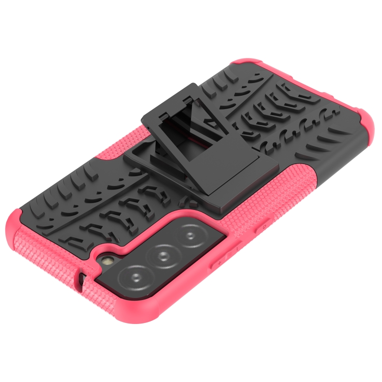 For Samsung Galaxy S22 5G Tire Texture Shockproof TPU+PC Phone Case with Holder(Pink) - 3