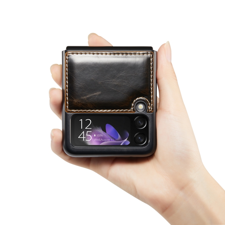 For Samsung Galaxy Z Flip3 5G CaseMe 003 Crazy Horse Texture Horizontal Flip Leather Phone Case(Coffee) - 3