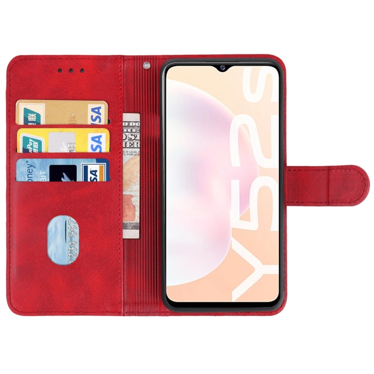 Leather Phone Case For vivo Y52s 5G CN Version/iQOO U3/U3x/Y31S 5G(Red) - 2