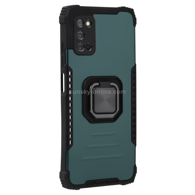 For Samsung Galaxy A03s 164mm Fierce Warrior Series Armor All-inclusive Shockproof Aluminum Alloy + TPU Phone Case with Ring Holder(Green) - 1