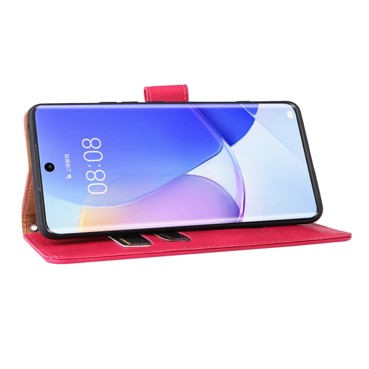 For Huawei nova 9 Skin Feel Magnetic Buckle Calf Texture PU Phone Case(Rose Red) - 4