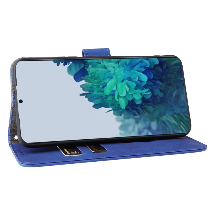 For Samsung Galaxy S22+ 5G Skin Feel Magnetic Buckle Calf Texture PU Phone Case(Blue) - 4