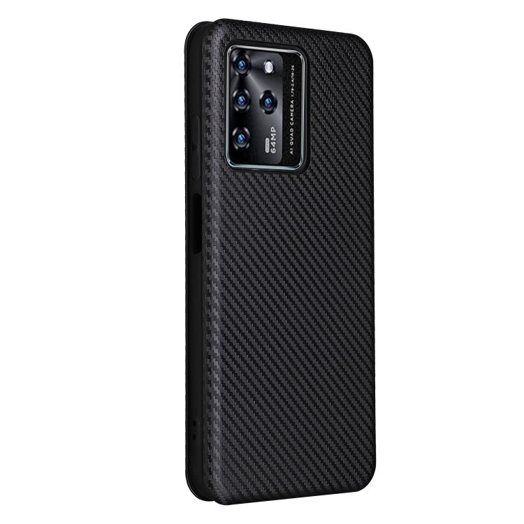 For ZTE Blade V30 Carbon Fiber Texture Magnetic Horizontal Flip PU Phone Case(Black) - 2