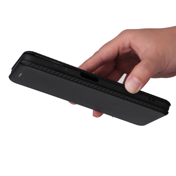 For ZTE Blade V30 Carbon Fiber Texture Magnetic Horizontal Flip PU Phone Case(Black) - 3
