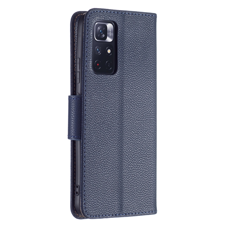 For Xiaomi Redmi Note 11 5G/Note 11T 5G/Poco M4 Pro 5G Litchi Texture Pure Color Horizontal Flip Leather Phone Case with Holder & Card Slots & Wallet & Lanyard(Dark Blue) - 2
