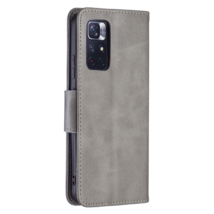 For Xiaomi Redmi Note 11 5G/Note 11T 5G/Poco M4 Pro 5G Retro Lambskin Texture Pure Color Horizontal Flip Leather Phone Case with Holder & Card Slots & Wallet & Lanyard(Grey) - 2